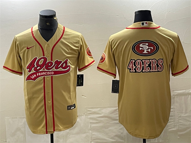 Men's San Francisco 49ers Black Team Big Logo With Patch Cool Base Stitched Baseball Jersey Men's San Francisco 49ers Black Team Big Logo With Patch Cool Base Stitched Baseball Jersey